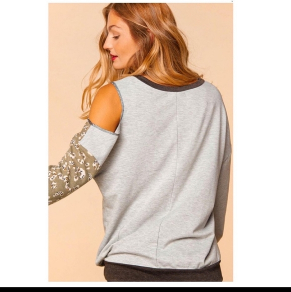 Cold Shoulder Olive Top - Picture 2 of 6